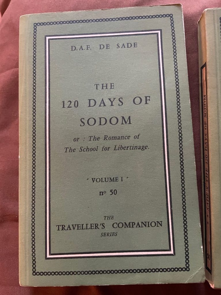 Book cover of 'The 120 Days of Sodom' by D.A.F. de Sade, Volume I from the Traveller's Companion series.
