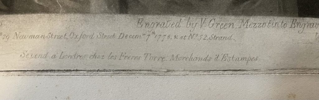 Engraving featuring text by W. Green, Mazzetti & Bignon, with address details and inscriptions.