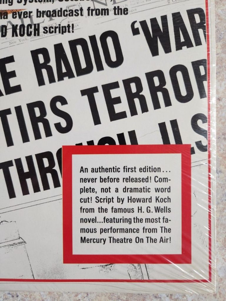 First edition script of H.G. Wells' novel with bold text and a red label describing its authenticity.