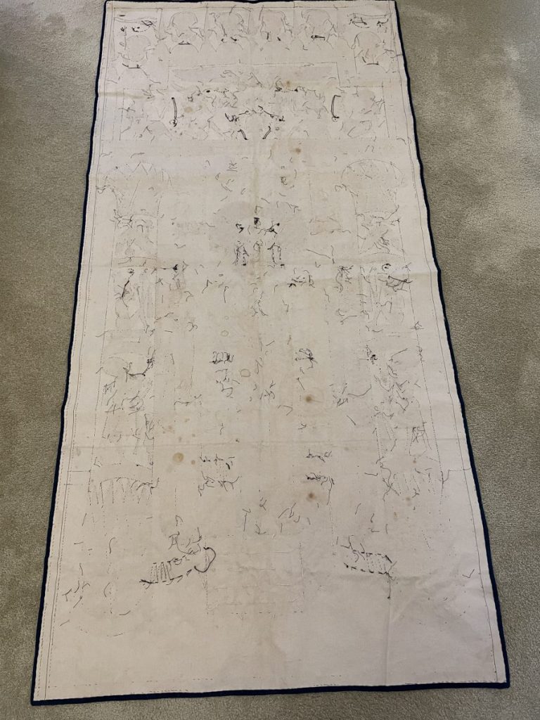 A large, detailed historical map with various markings and annotations on a light background.