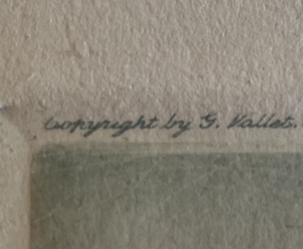 Handwritten copyright mark by G. Valdet on textured paper.
